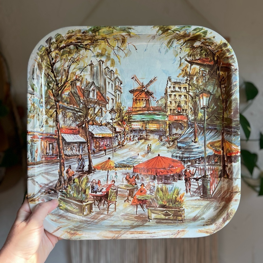 Vintage Daher Metal Serving Tray Paris Cafe Moulin Rouge 13.5” England Decor